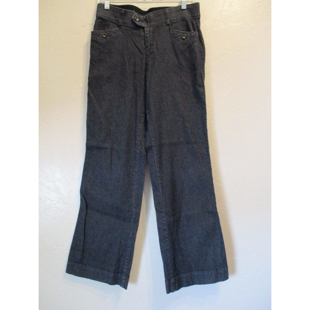 Dockers Womens Sz 8 Elastic Waist Trouser Denim Jeans Dark Wash Career Casual
